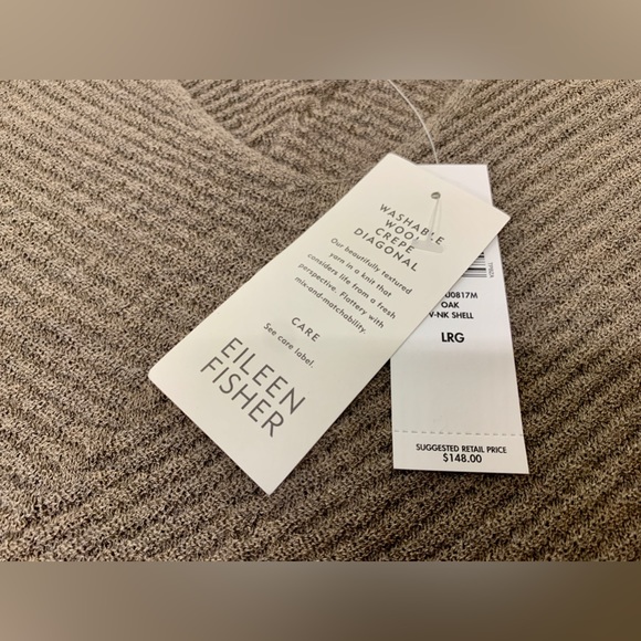 Women’s Large Diagonal Oak 100% Wool Crepe Sleeveless EILEEN FISHER Top - Picture 8 of 16